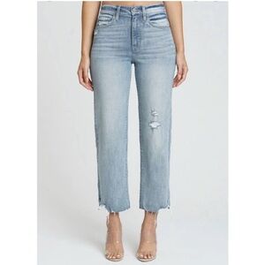 Eunina Emery High Rise Cropped Boot Cut Distressed Jeans